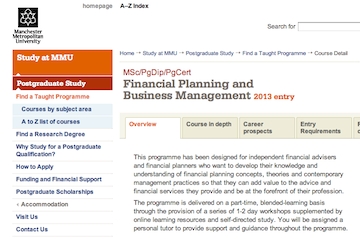 MMU Financial Planning and Business Management course