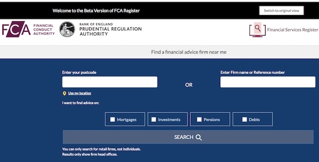 New FCA Find and Adviser service