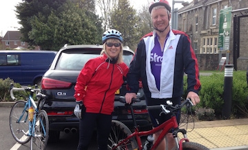 Nick Cann and wife Jo raising funds for the Stroke Association on a sponsored bike ride