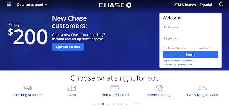 Chase USA website