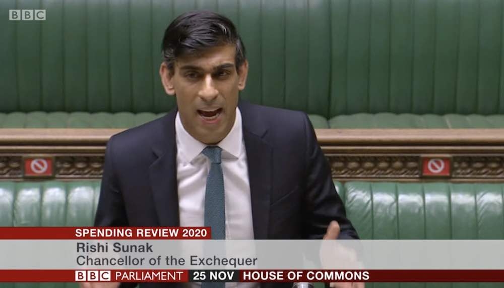 Chancellor Rishi Sunak in the Commons today (courtesy BBCTV)