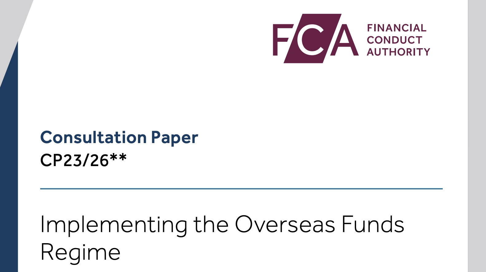 The FCA's consultation paper