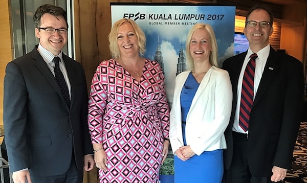 Caption:  FPSB CEO Noel Maye; HSBC Senior Global Financial Planning Lead Elaine Field; FPSB Director of Stakeholder Engagement Kate Holmes, CFP; FPSB Senior Director of Standards and Certification Jeff Kenney.