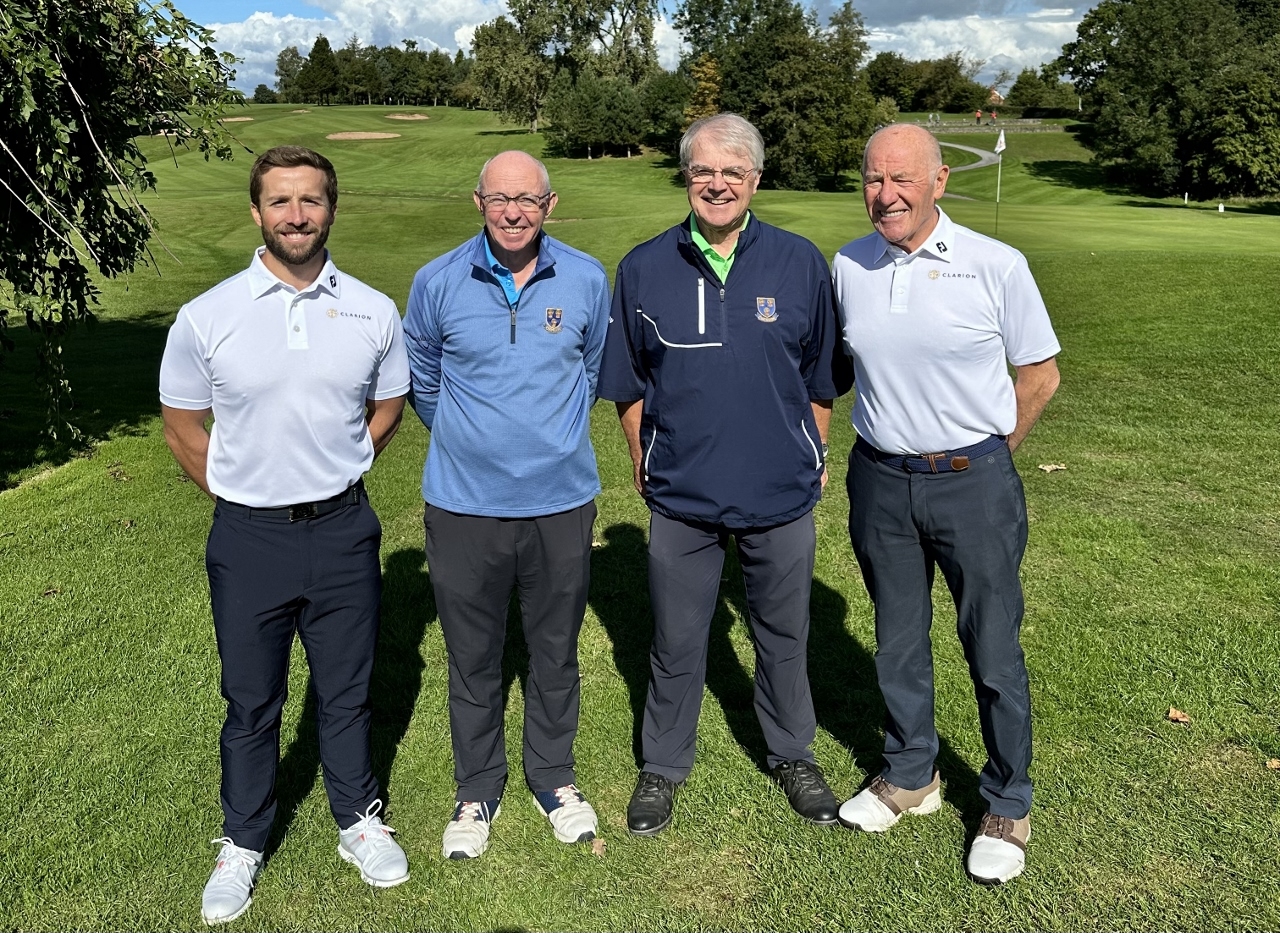 L-R John Winstanley of Clarion; Andrew Henshall, vice-president of the Cheshire Union of Golf Clubs and manager of the county boys’ team; David Durling, chairman of Cheshire Union of Golf Clubs; Keith Thompson, chairman of Clarion.