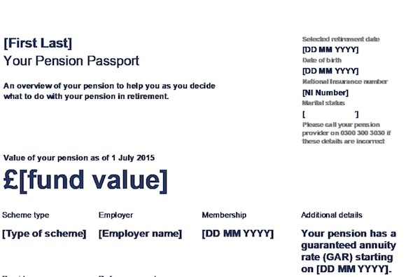 Pension Passport template