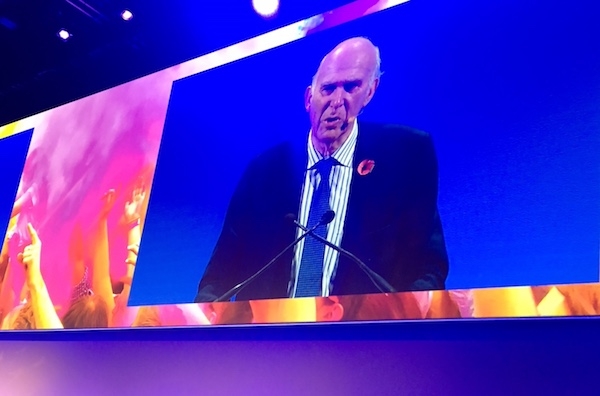 LibDem leader Sir Vince Cable addressing conference