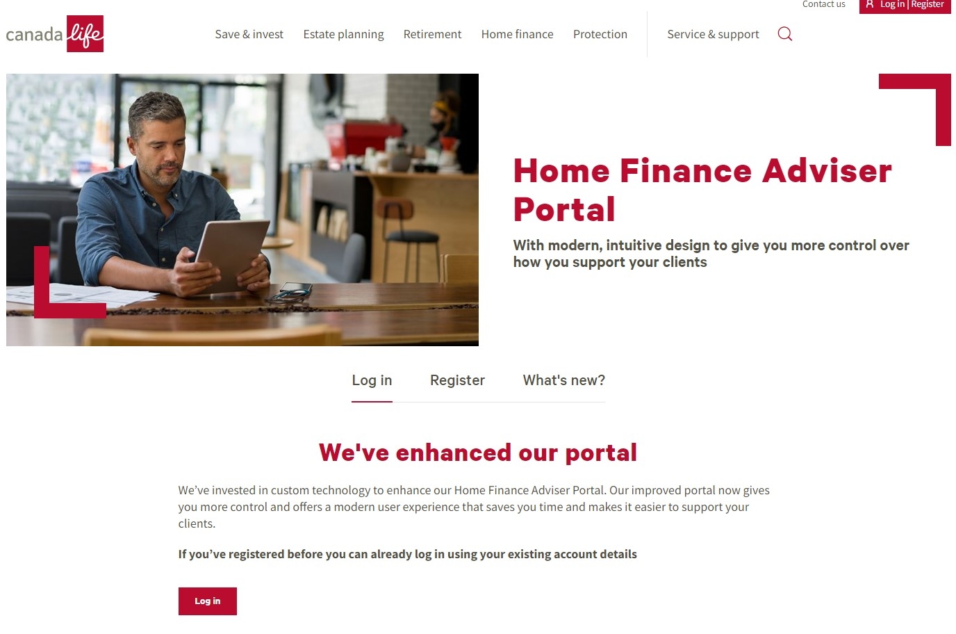 Advisers can log in to the portal using existing account details