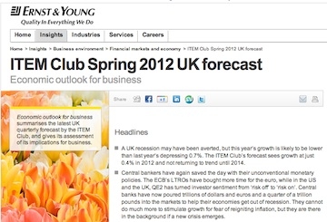 Spring forecast from Ernst & Young Item Club