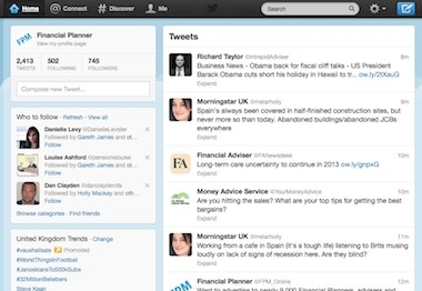 Twitter homepage