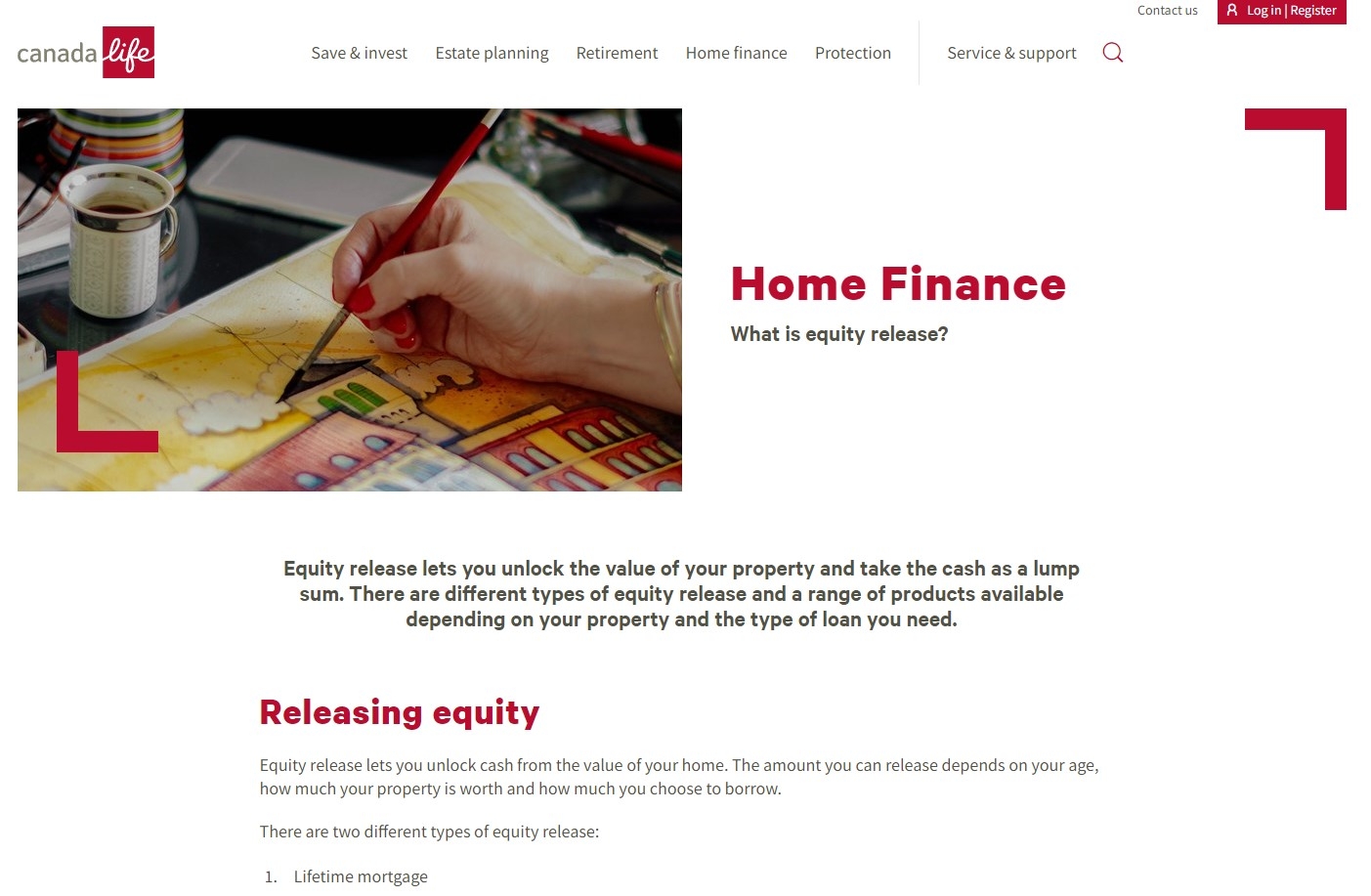 Canada Life's equity release website