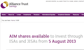 Alliance Trust Savings website