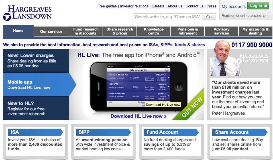 Hargreaves Lansdown website