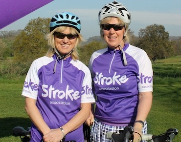 Jo Cann and Julie Lord in their cycle challenge gear