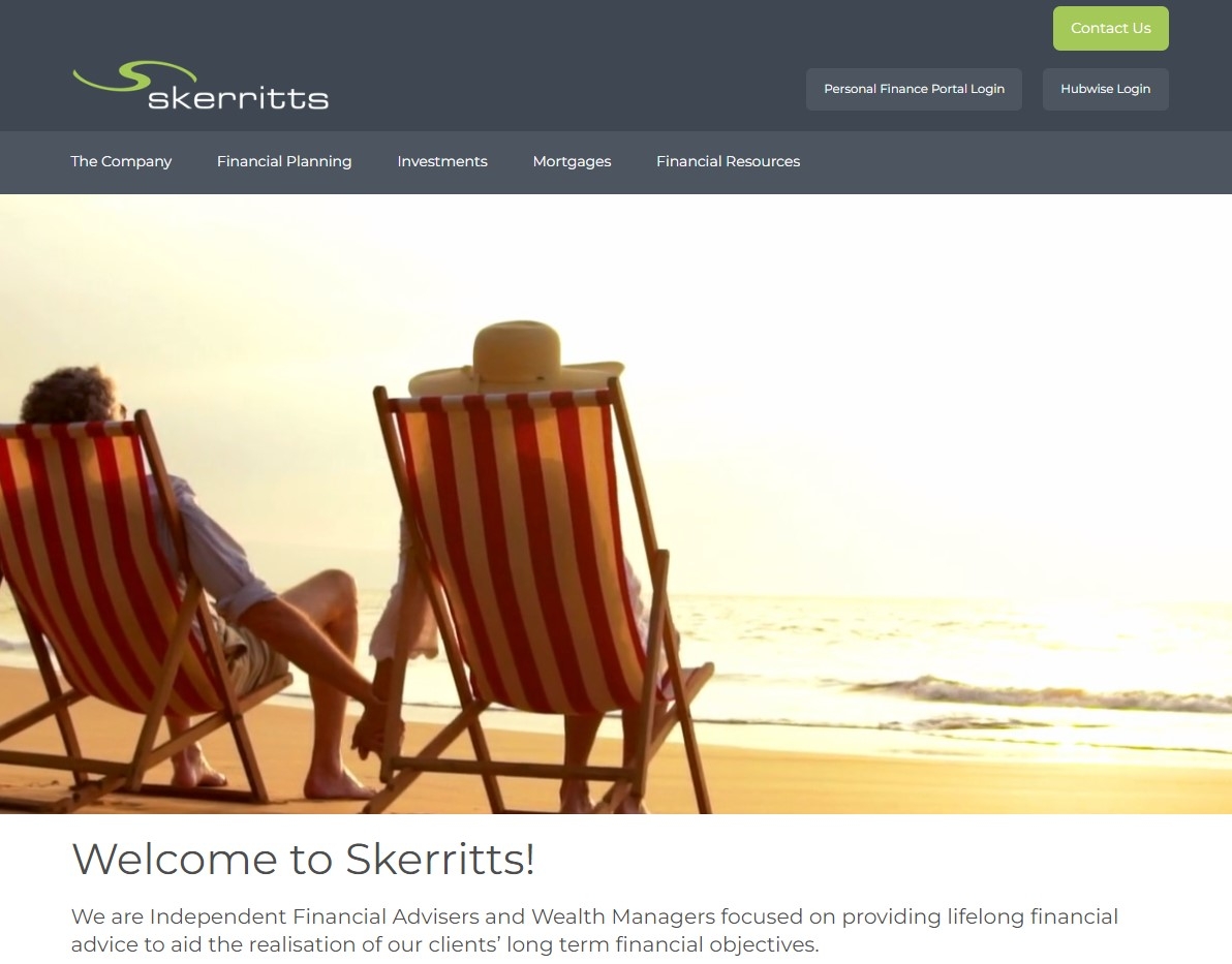 Chartered Financial Planning firm Skerritts' website