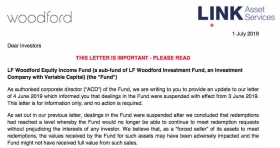 Letter confirming Woodford fund suspension extension