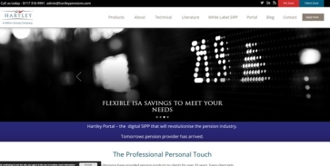 Hartley Pensions website in 2022