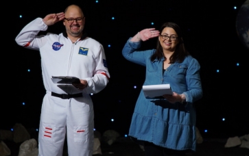 L-R: Co-hosts Jonny Stubbs and Caroline Singleton