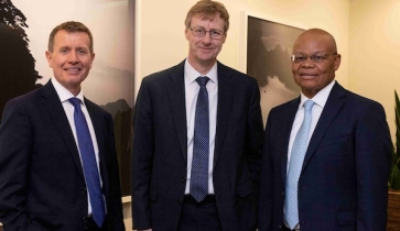 L-R: Iain Hooley, chief executive designate, Investec W&amp;I UK; Paul Stockton, group chief executive, Rathbones Group Plc and Fani Titi, Investec group chief executive