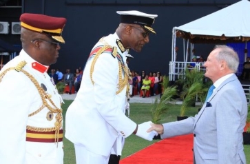 Sir David Harrison receiving his knighthood during the Antiguan and Barbuda Independence celebrations.