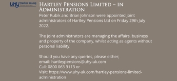 Hartley Pensions website