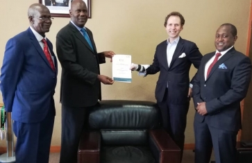 L-R: Joash Mwalo, Curriculum Specialist, COI; Dr. Ben Kajwang Chief Executive; COI;  Christopher Morris MCSI, Africa Advisor CISI; Kimacia Gitau ACSI Regional Representative, CISI.