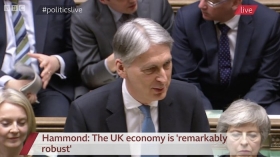 Chancellor Philip Hammond in the Commons today. Source: BBC TV