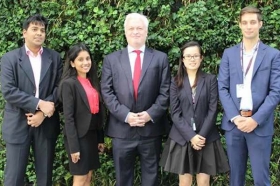 CISI Trust Award winners and CISI&#039;s Kevin Moore: L-R: Vivek Premnath, Nilukshi Jayawardena, Kevin Moore (CISI), Tan Hui Ying, Xavier Ysarn Pelaez.