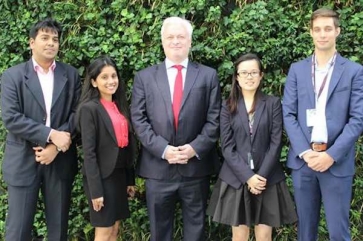 CISI Trust Award winners and CISI&#039;s Kevin Moore: L-R: Vivek Premnath, Nilukshi Jayawardena, Kevin Moore (CISI), Tan Hui Ying, Xavier Ysarn Pelaez.