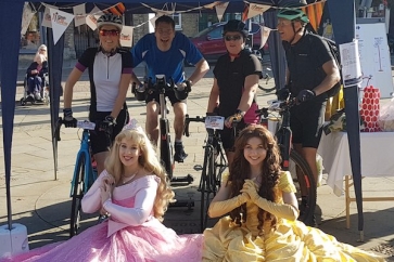 The Beacon charity cyclists (joined by some &#039;princesses&#039;) at the event earlier this month